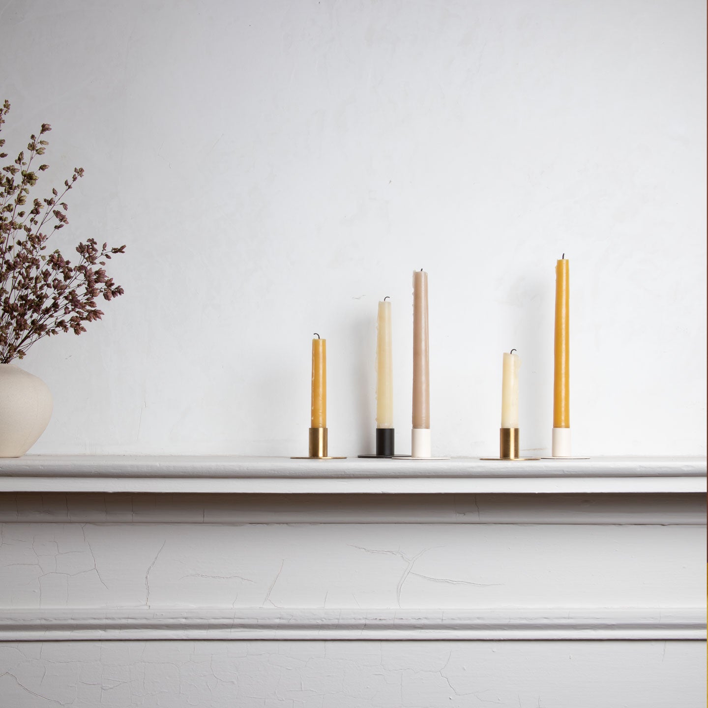 Essential Metal Candle Holders, Set of 2 - Brass