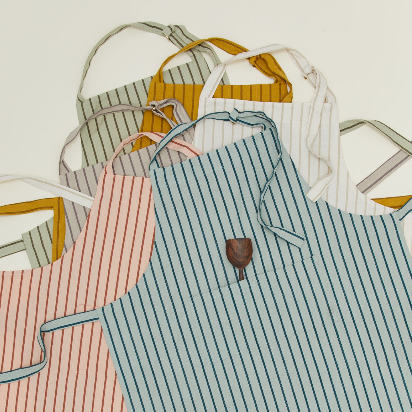 Essential Striped Apron -Sage/Olive