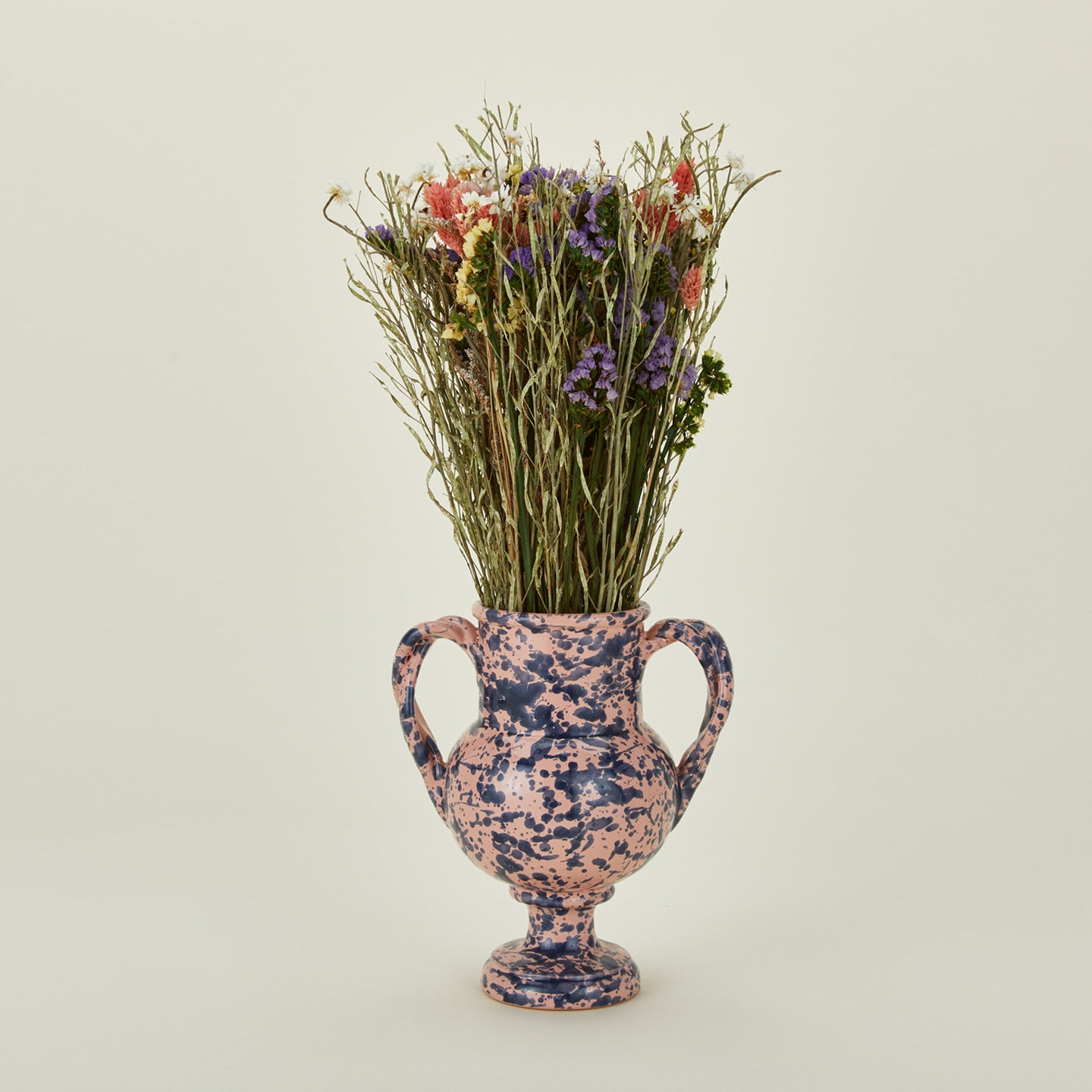Dried Floral Bouquet - Cottage in a pink and blue vase