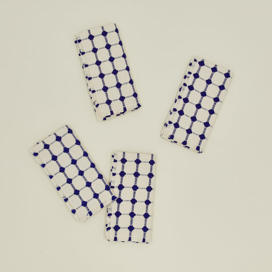 Wicker Fringed Napkin - Set of 4 - Cobalt