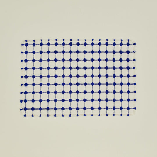 Wicker Fringed Placemat, Set of 4 - Cobalt