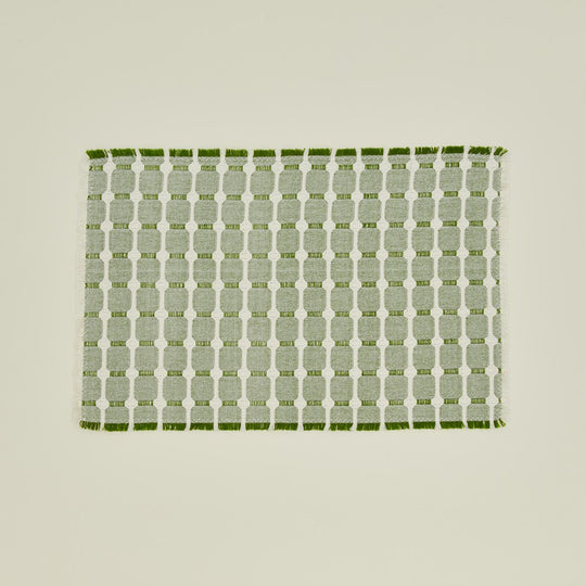 Hopsack Fringed Placemat, Set of 4 - Leaf