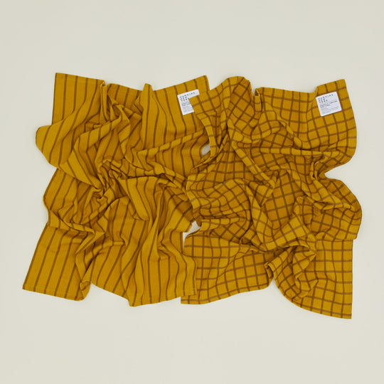 Essential Yarn Dyed Dish Towel, Set of 2 - Mustard/Bronze