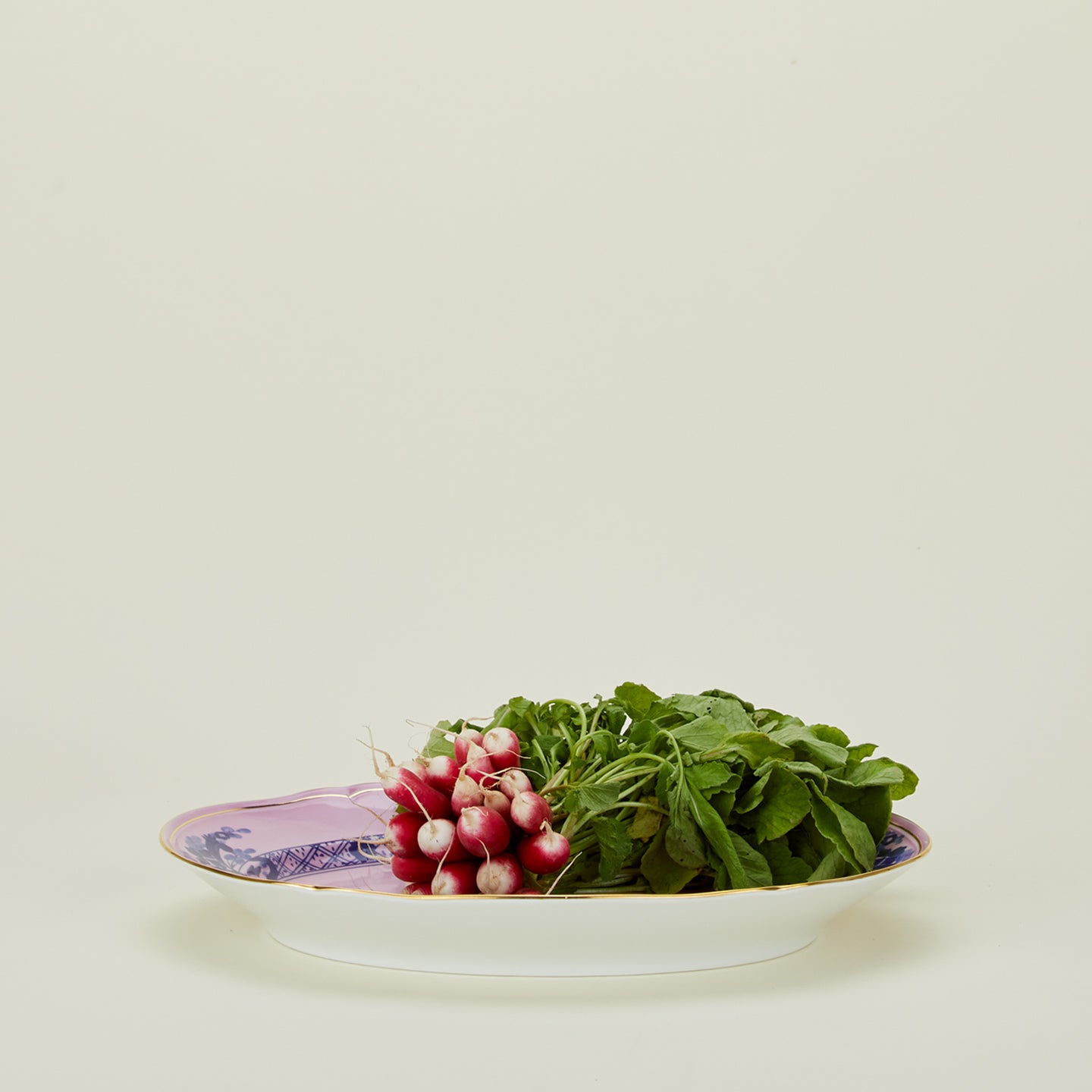 Ginori oval platter in azalea with radishes