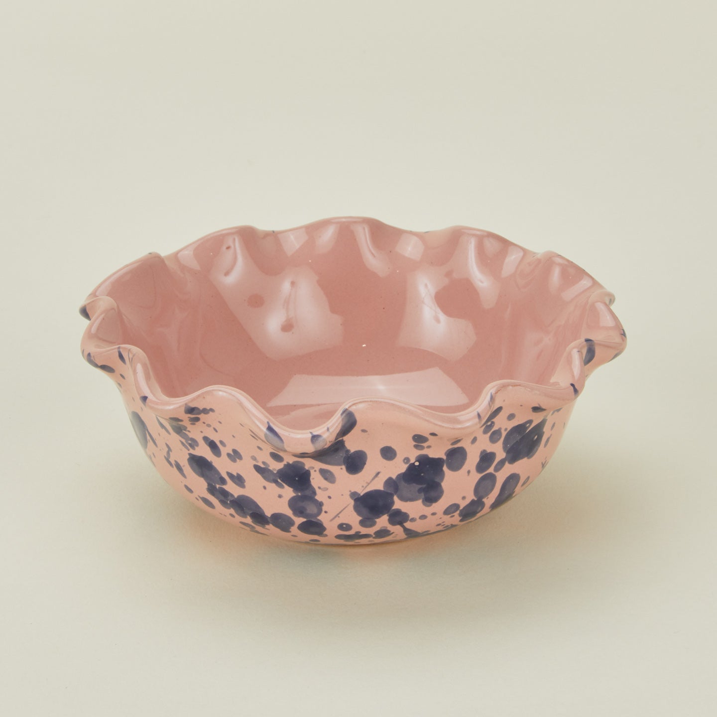 Splatter scallop bowl in pink and blue