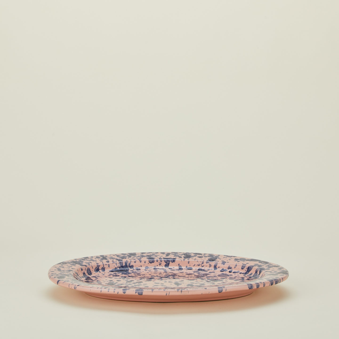 Splatter pink and blue oval platter 