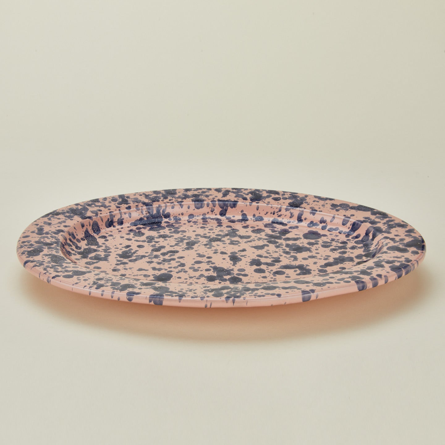 Splatter pink and blue oval platter 