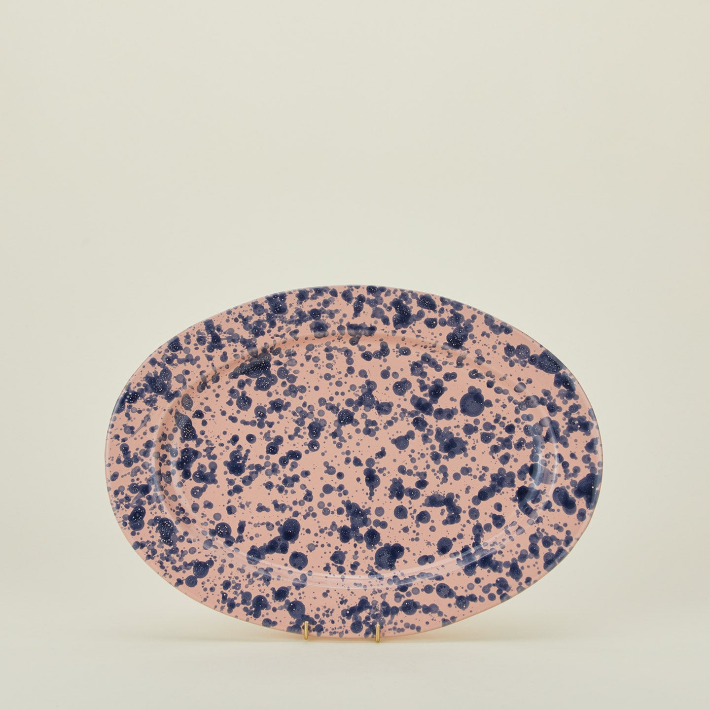 Splatter pink and blue oval platter 