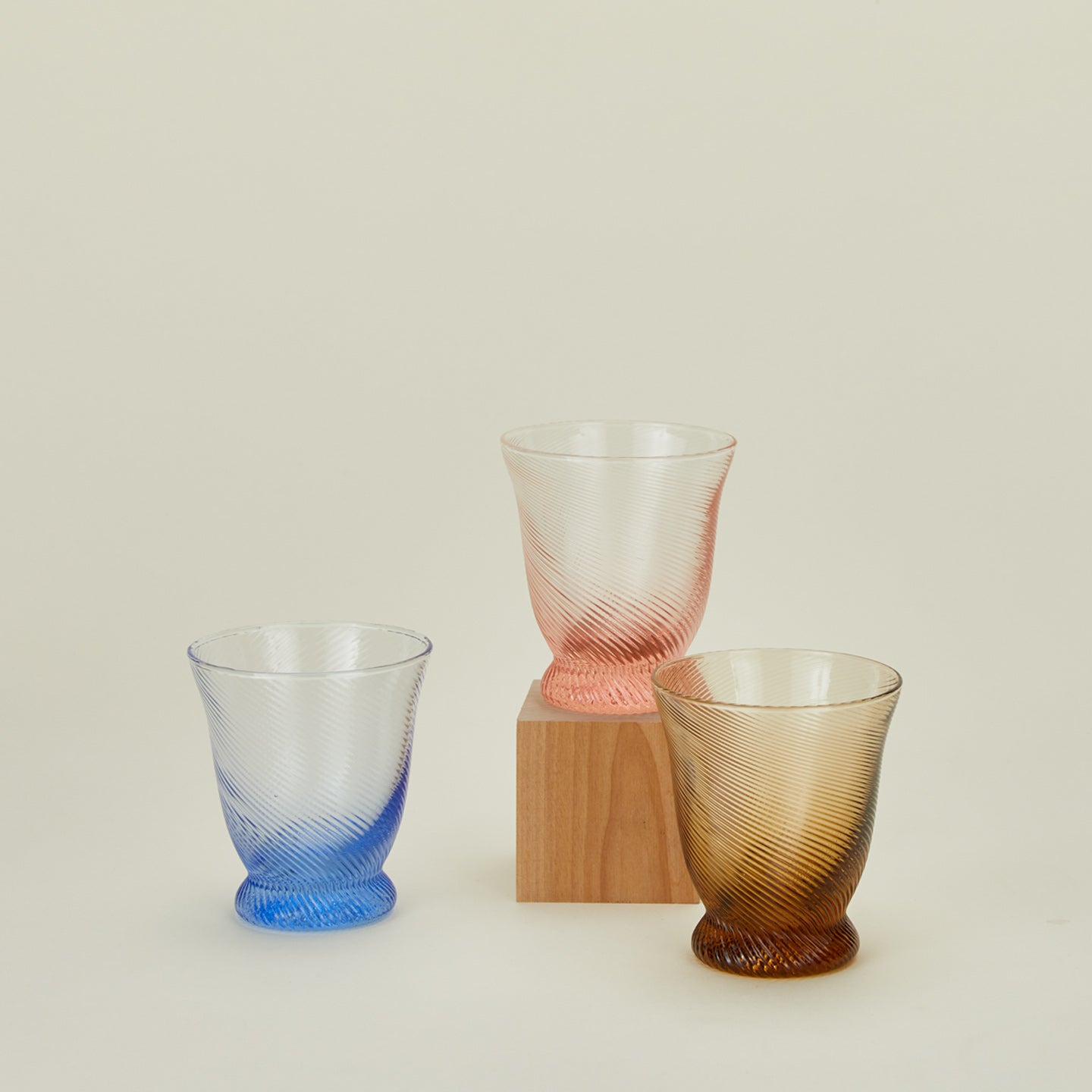 Spiral tumblers in various colors