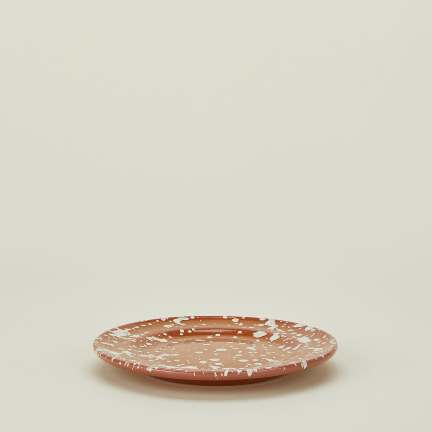 Splatter terracotta and ivory salad plate