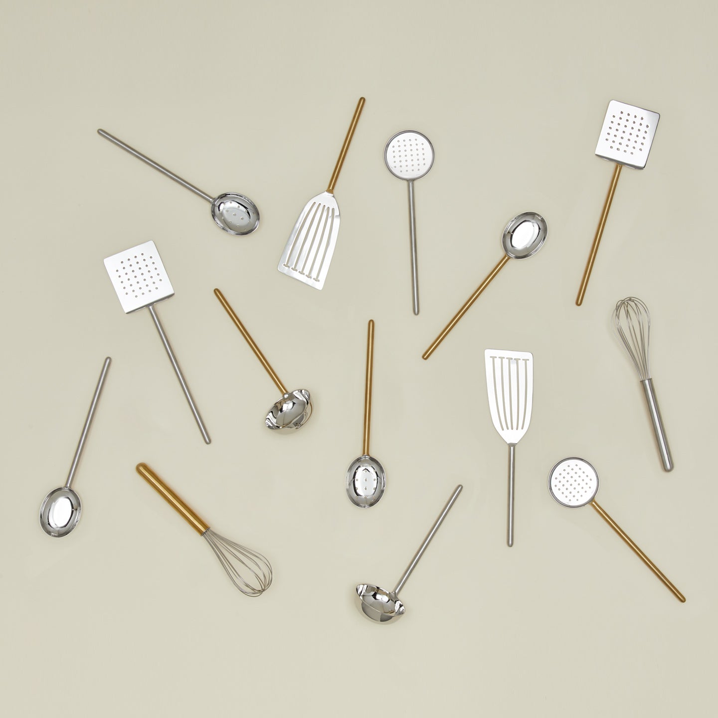 Simple metal kitchen utensil family