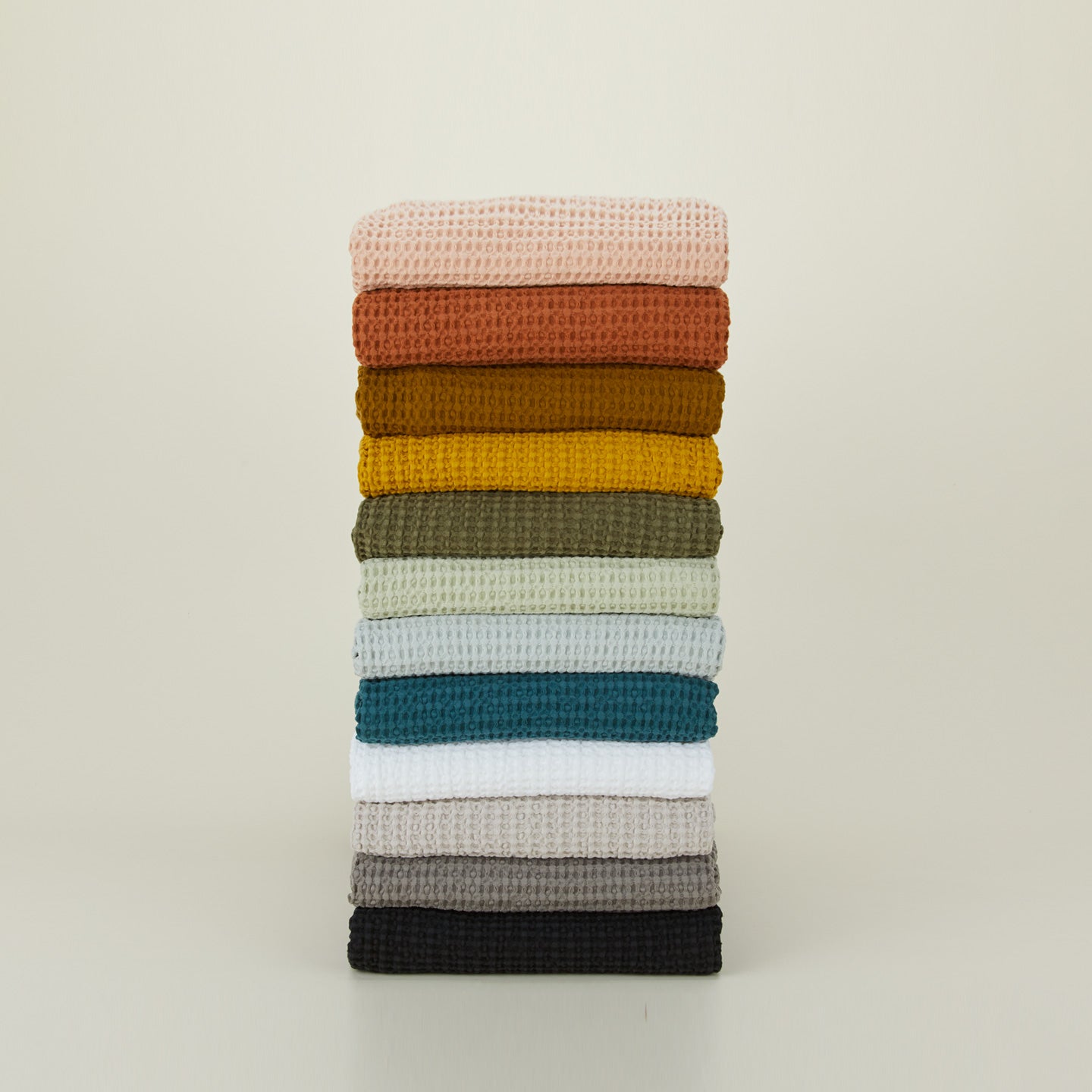 Simple waffle showe curtains in various colors