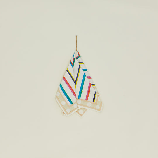 Block Printed Dish Cloth - Block Printed Multi Stripe