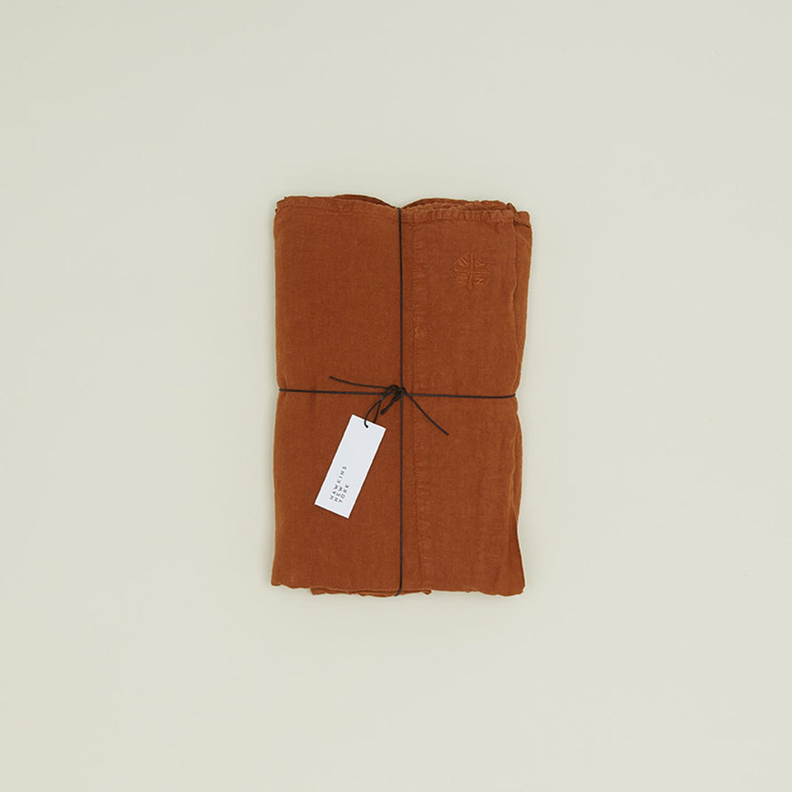 Simple Linen Flat Sheet - Terracotta