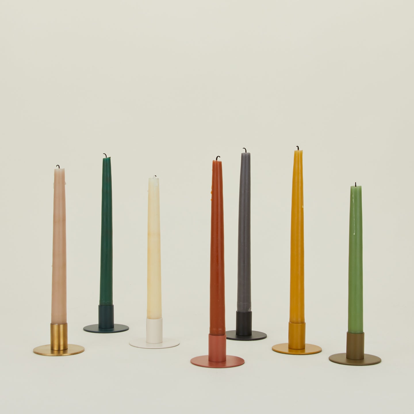 Essential Metal Candle Holders, Set of 2 - Mustard